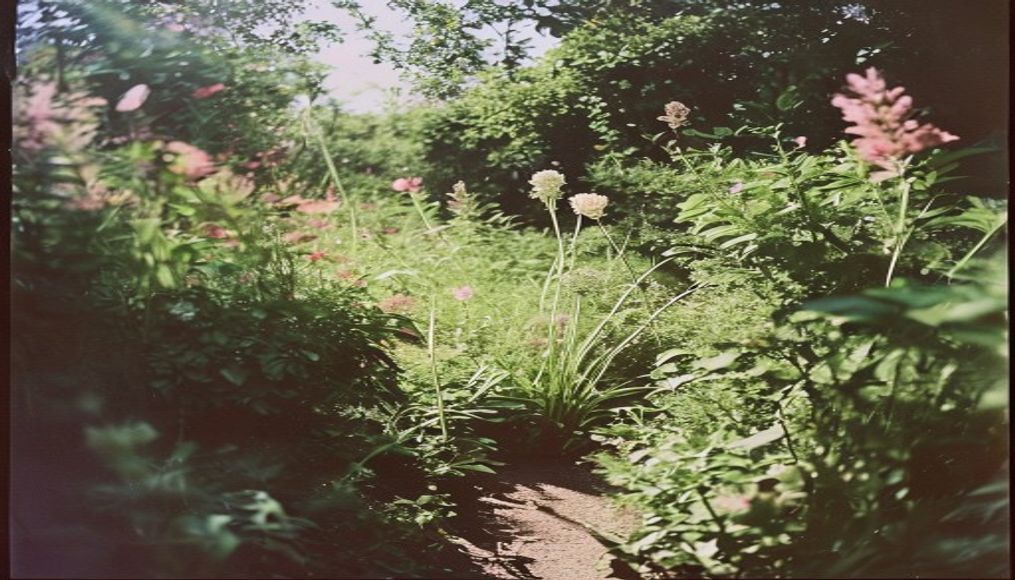 monet garden giverny in editorial style