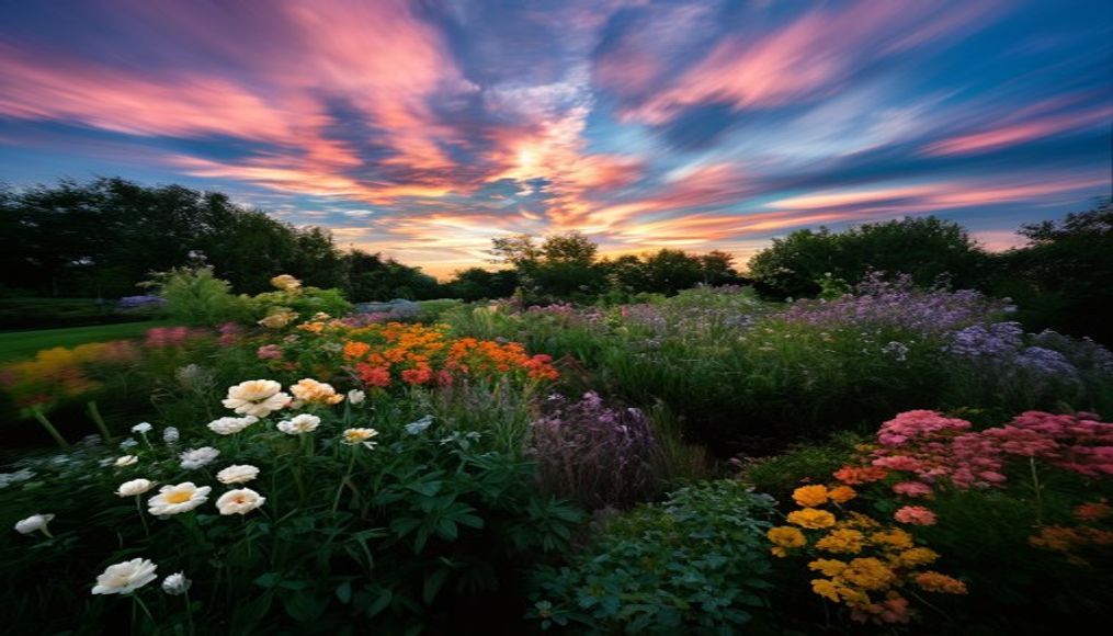 monet garden giverny in editorial style