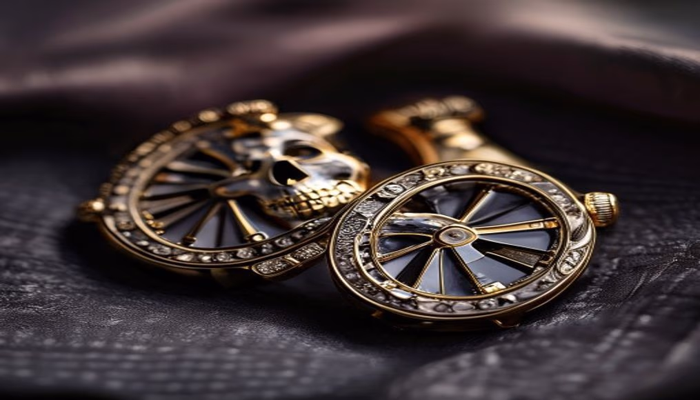 Montblanc skeleton cufflinks em fotografia editorial de luxo