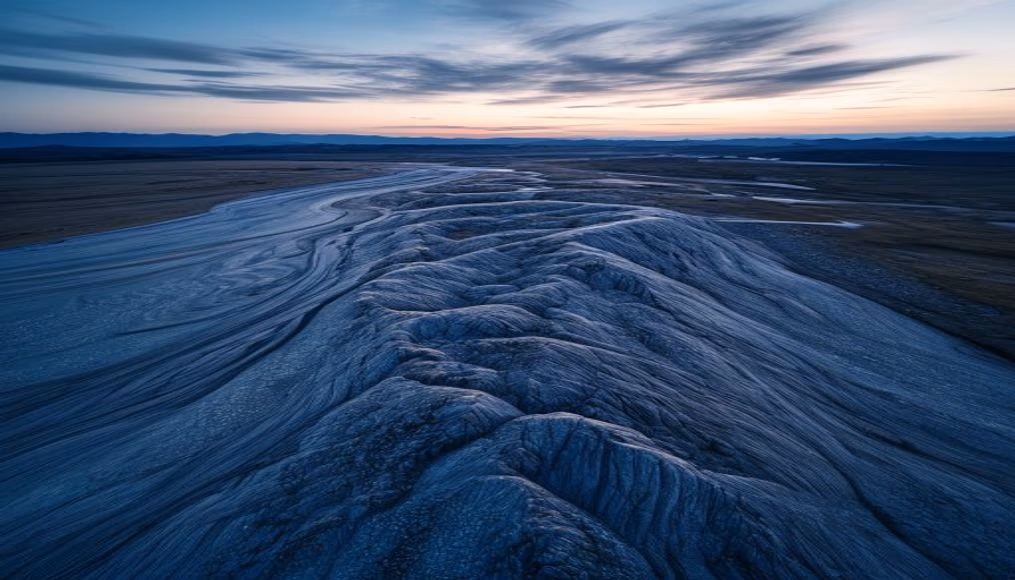 moraine glacial deposit in editorial style