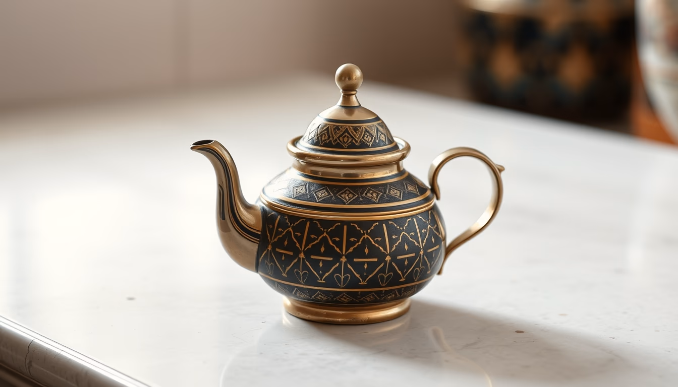 moroccan mint tea pot in editorial style
