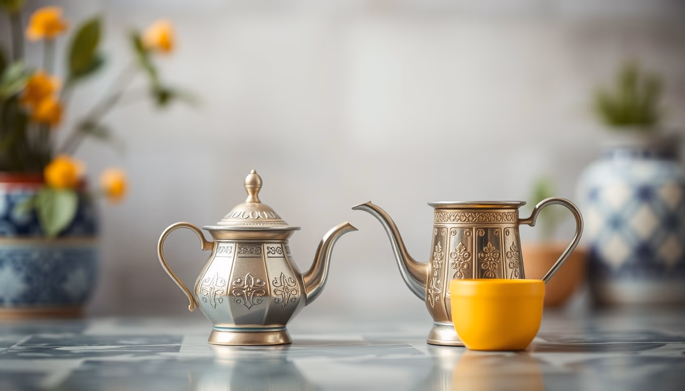 moroccan mint tea pot in editorial style
