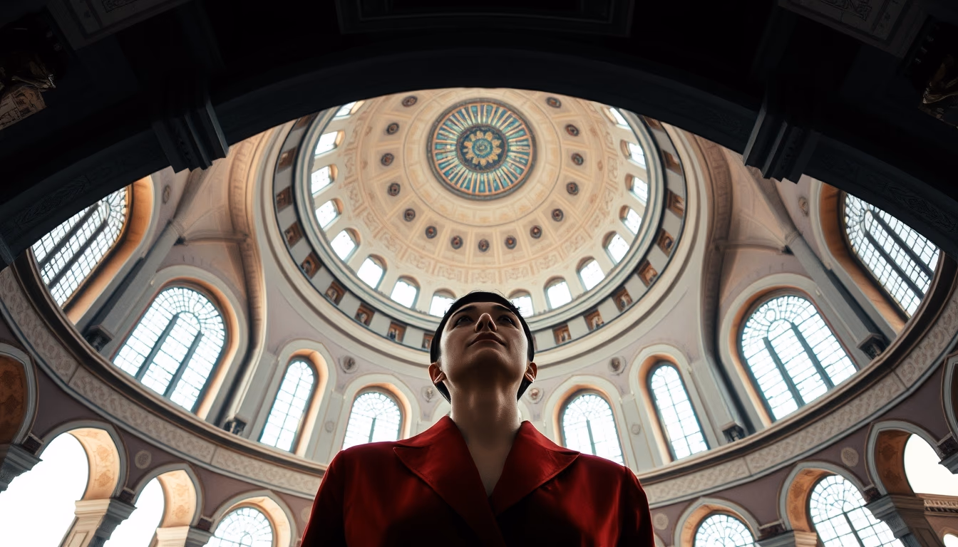 mosque dome interior in editorial style