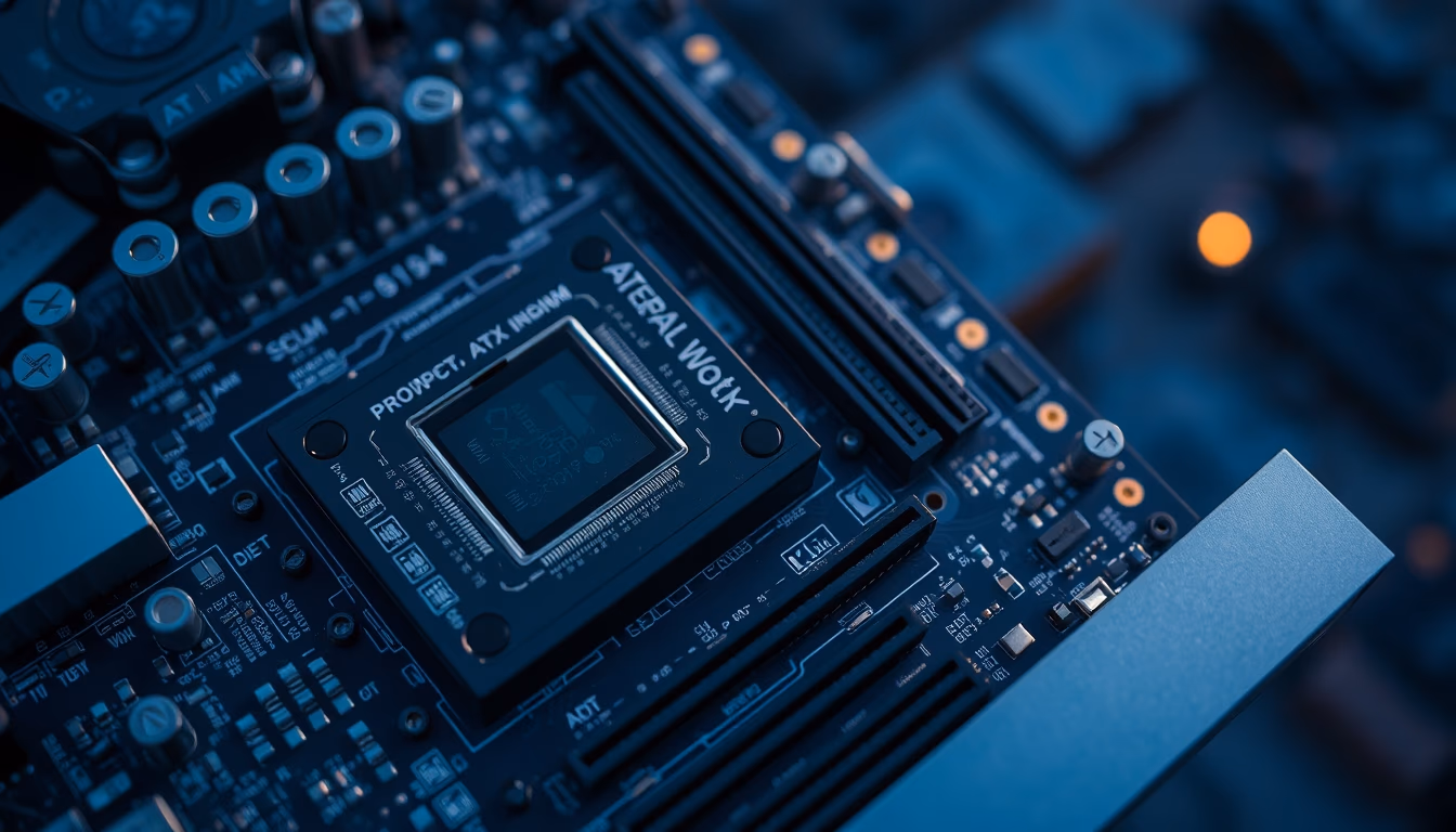 motherboard atx detail in editorial style