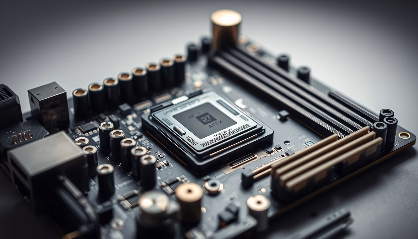 motherboard atx detail in editorial style