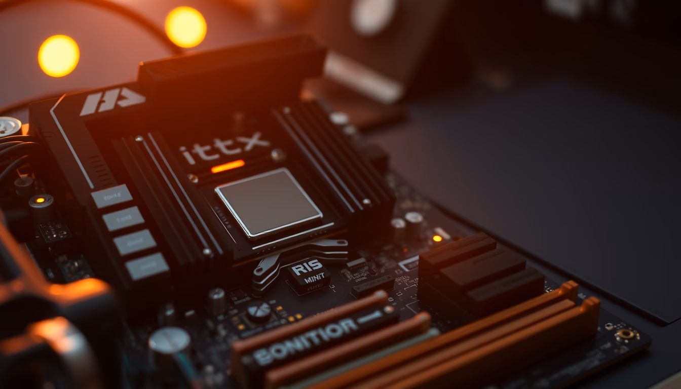 motherboard mini itx in editorial style