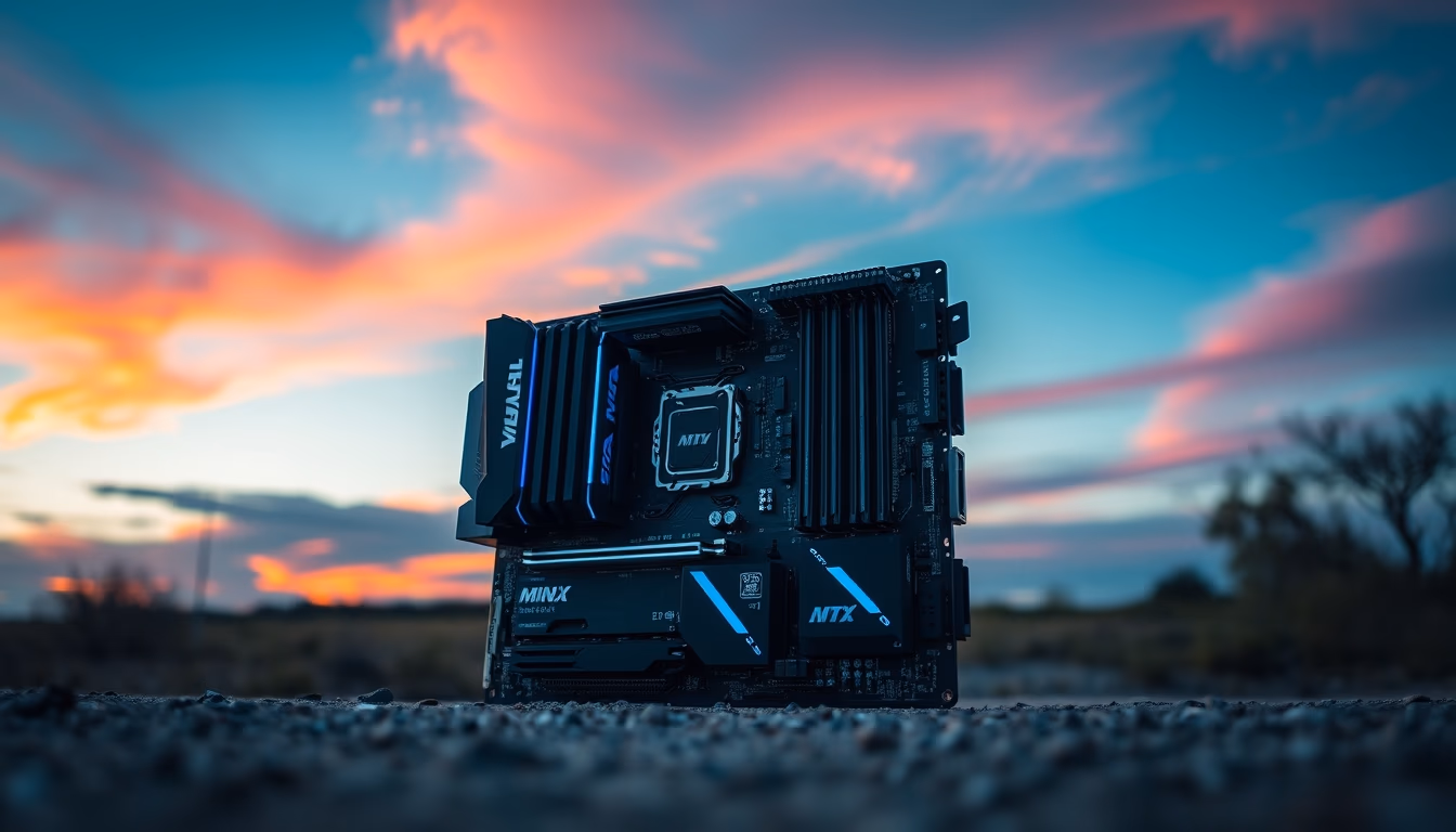 motherboard mini itx in editorial style