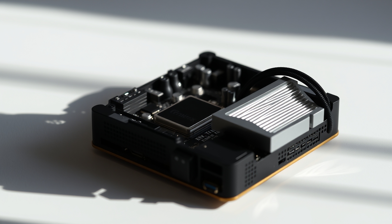 motherboard mini itx in editorial style