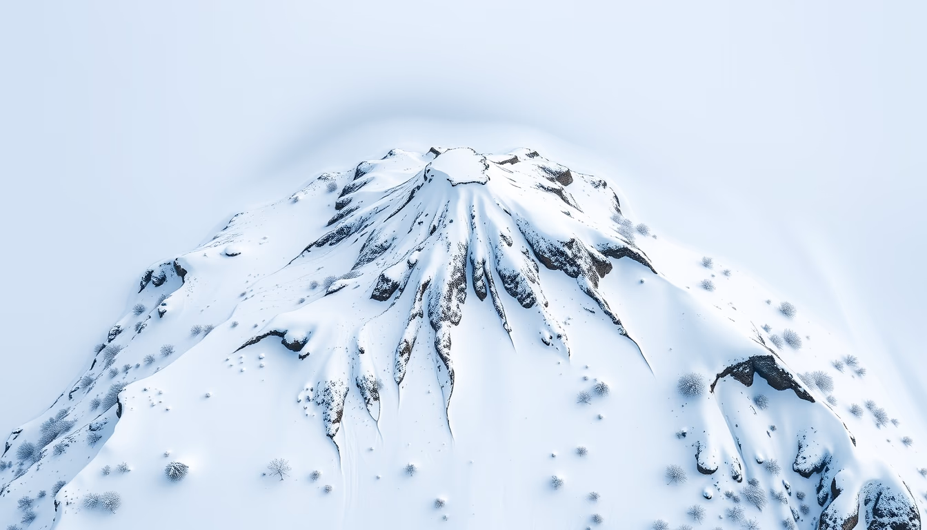 mount fuji winter snow in editorial style