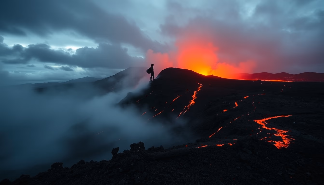 mount kilauea lava in editorial style
