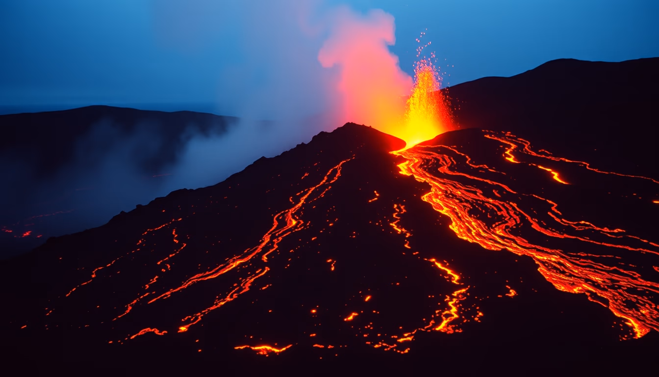 mount kilauea lava in editorial style