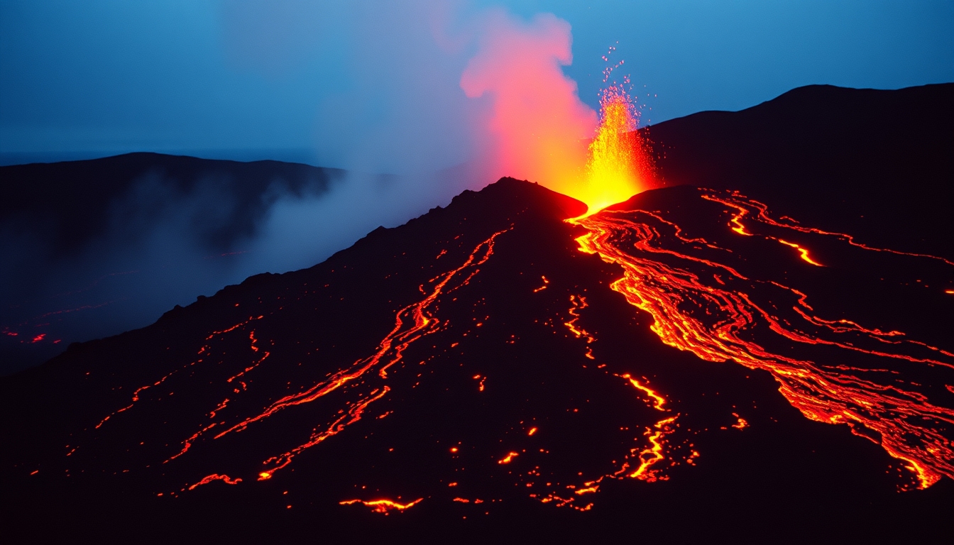 mount kilauea lava in editorial style