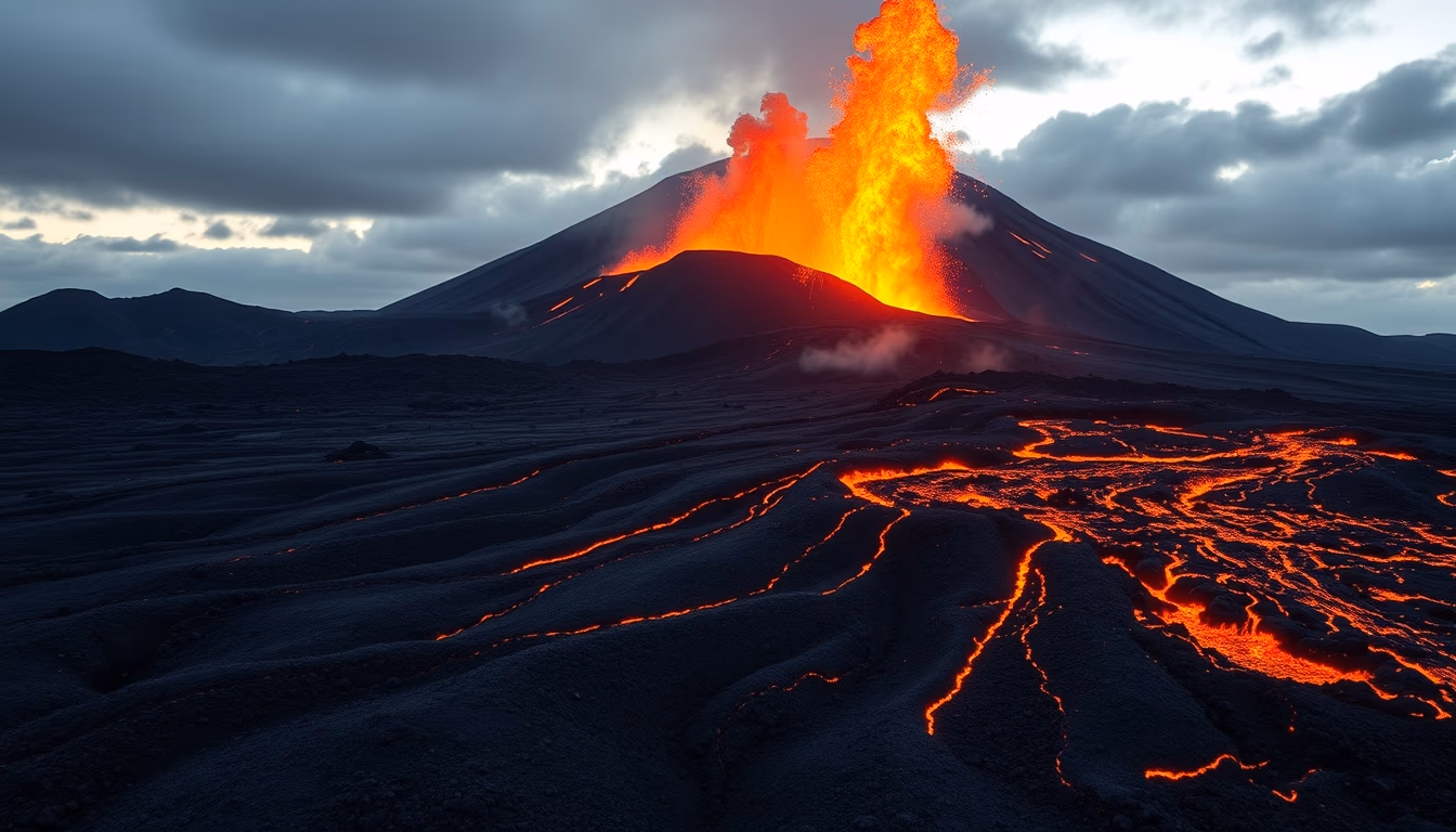 mount kilauea lava in editorial style