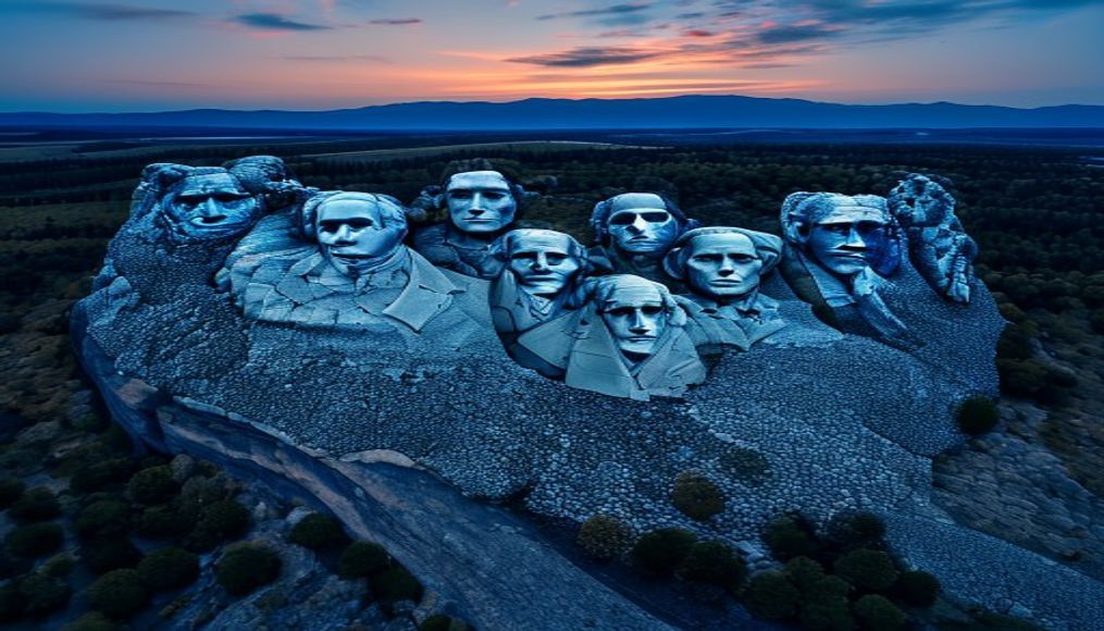 mount rushmore presidents in editorial style