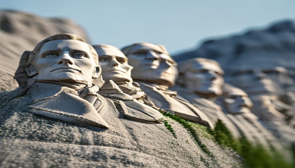 mount rushmore presidents in editorial style