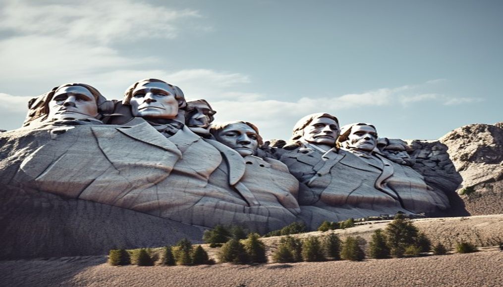 mount rushmore presidents in editorial style
