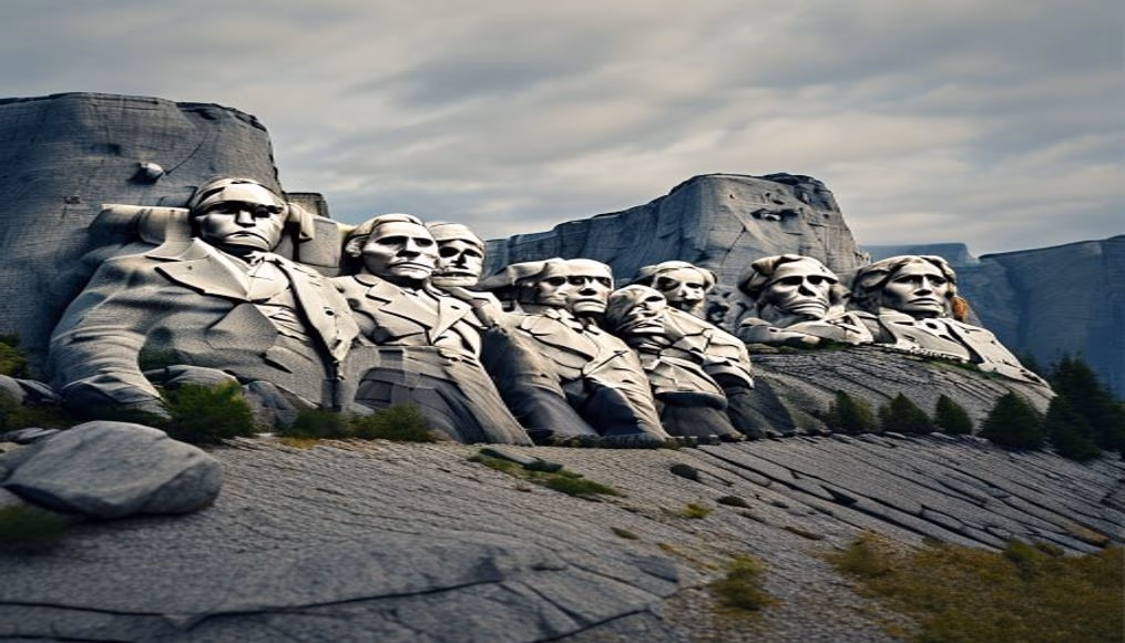 mount rushmore presidents in editorial style