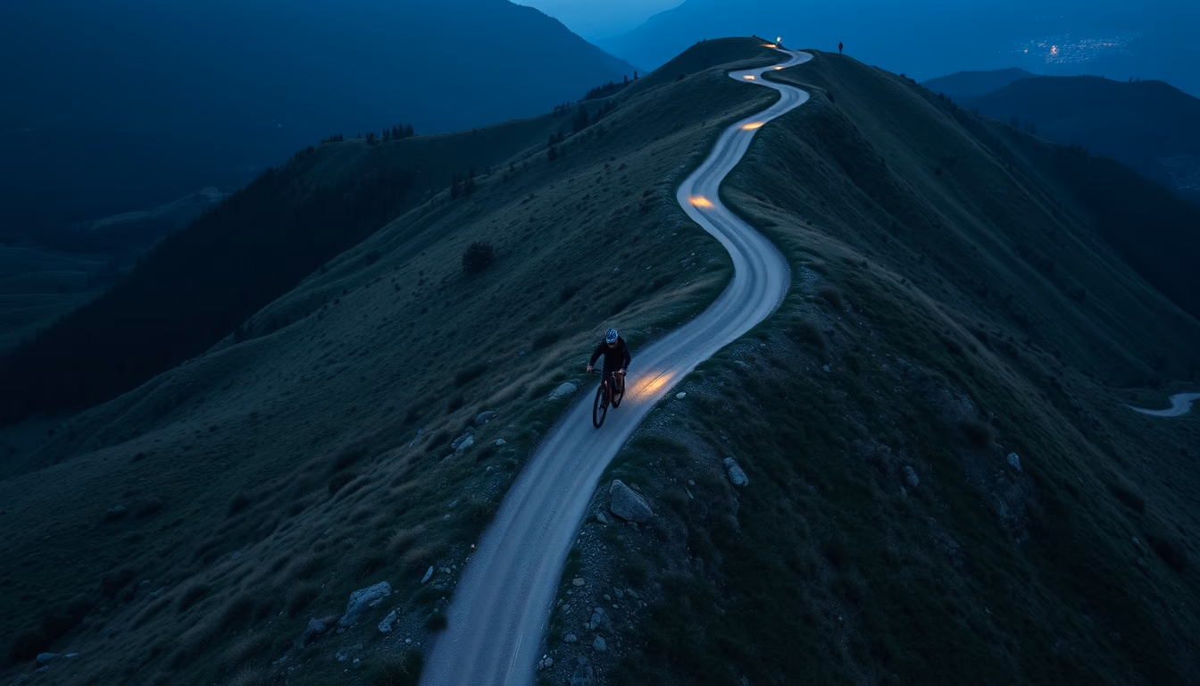 mountain bike single trail in editorial style