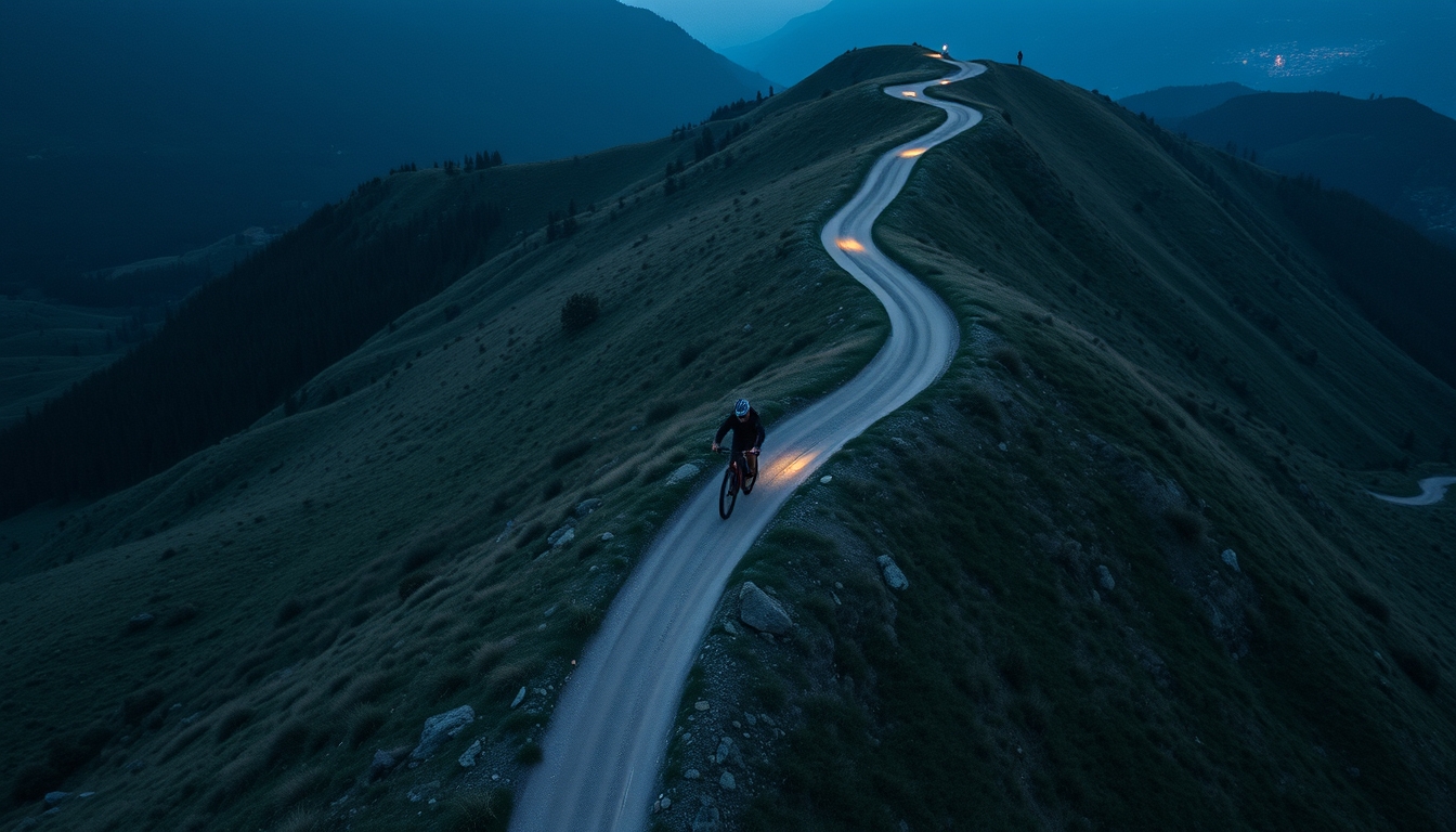 mountain bike single trail in editorial style