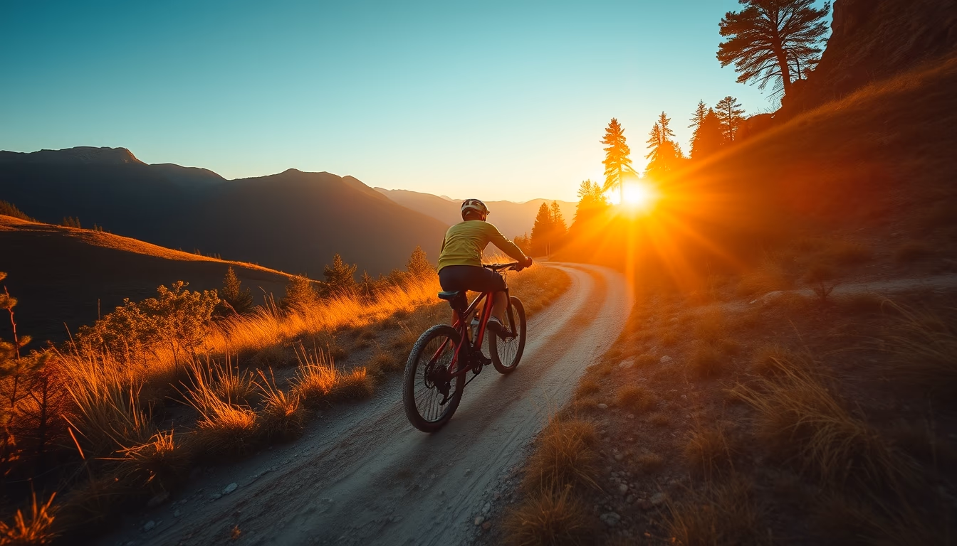 mountain bike single trail in editorial style