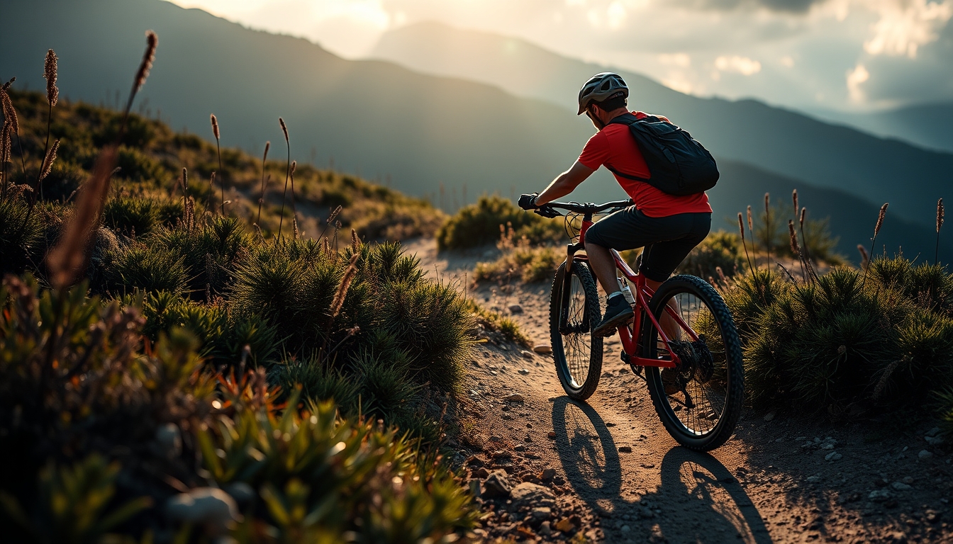 mountain bike single trail in editorial style