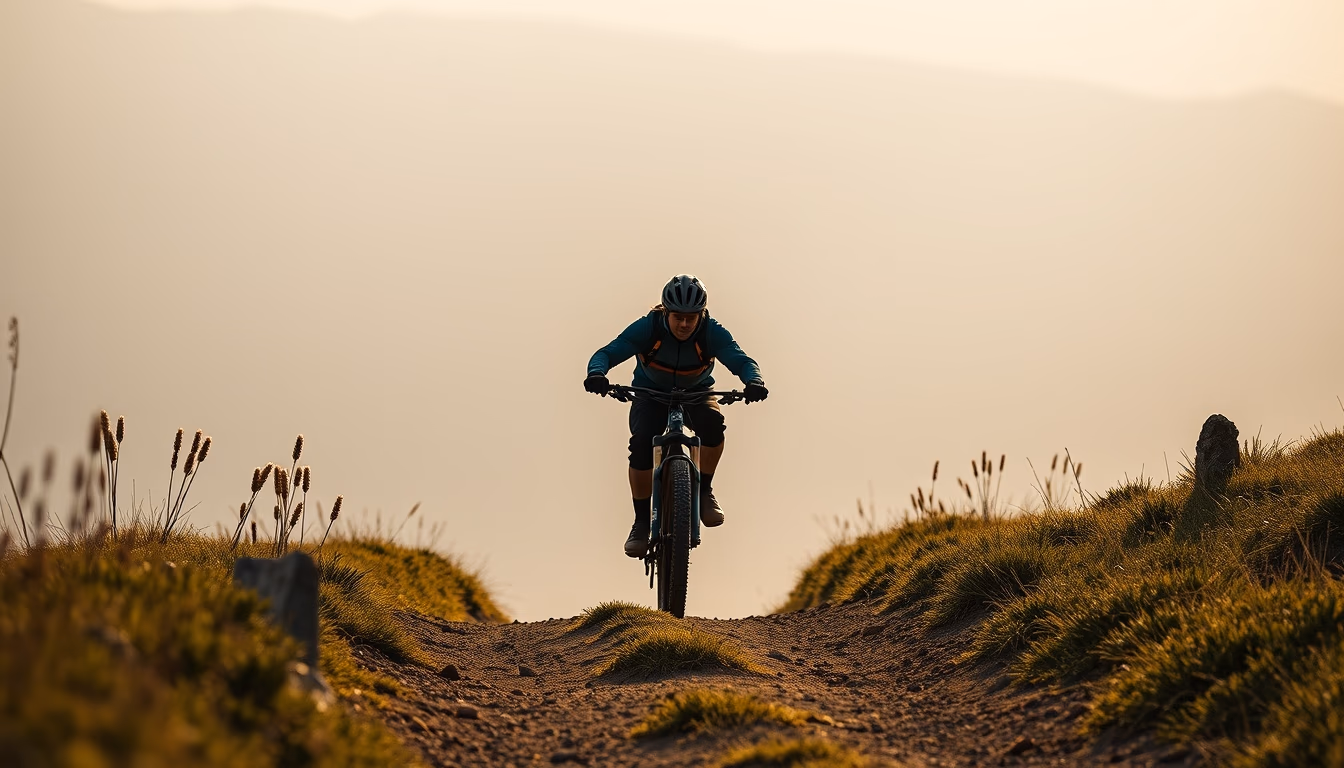 Mountain bike single trail em estilo editorial