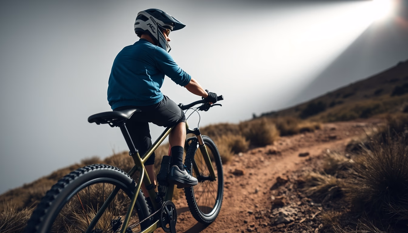 mountain bike single trail in editorial style