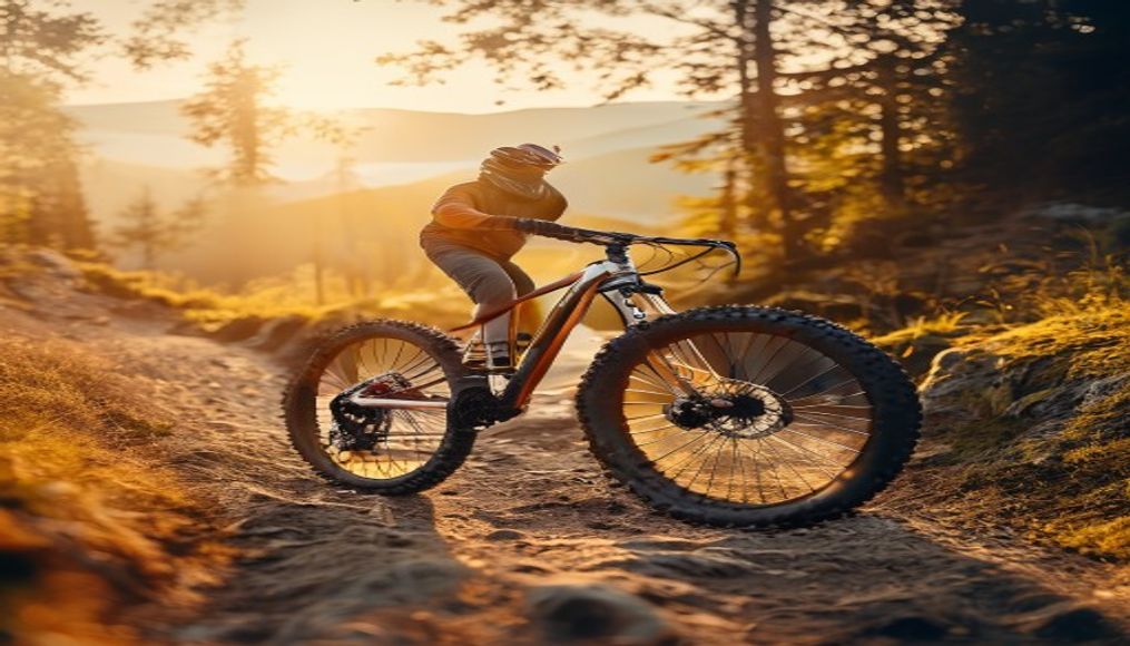 Mountain bike single trail em estilo editorial