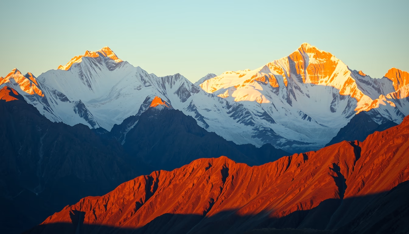 mountains everest base in editorial style