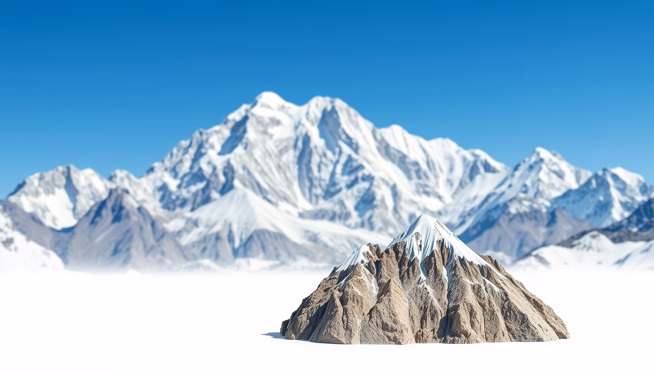 mountains everest base in editorial style