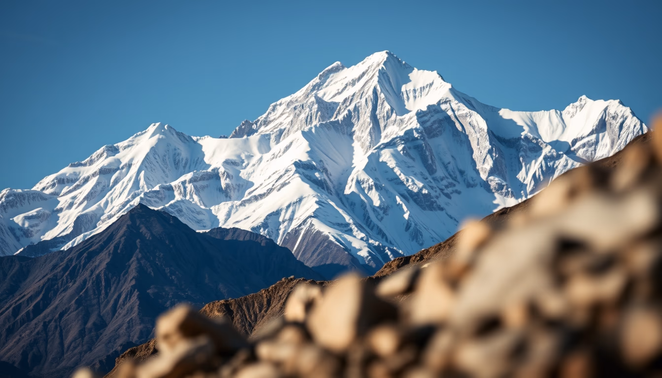 mountains everest base in editorial style