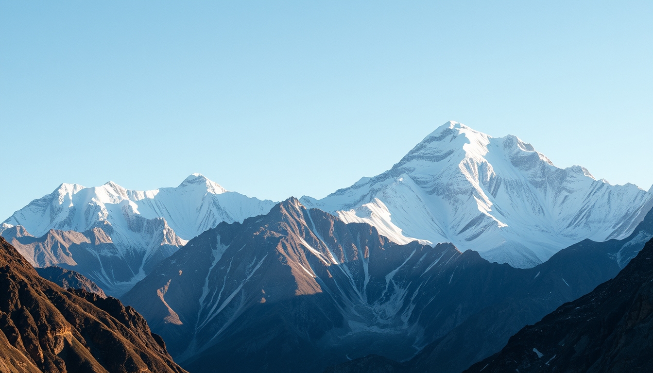 mountains everest base in editorial style