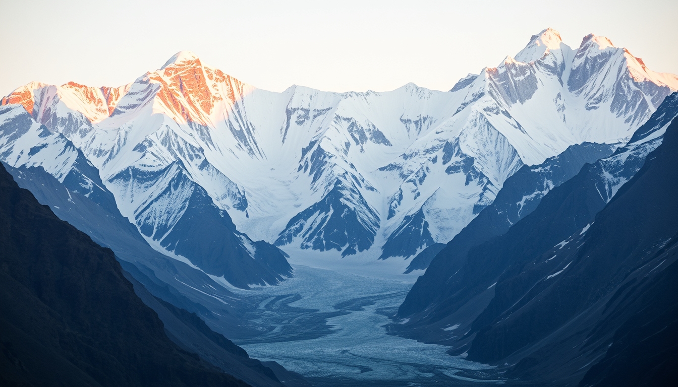 mountains everest base in editorial style