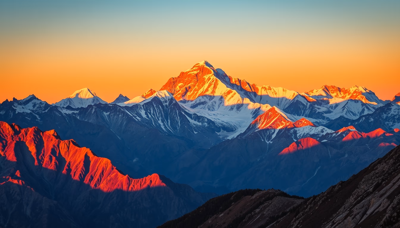 mountains everest base in editorial style