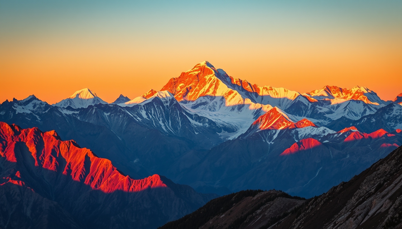 mountains everest base in editorial style