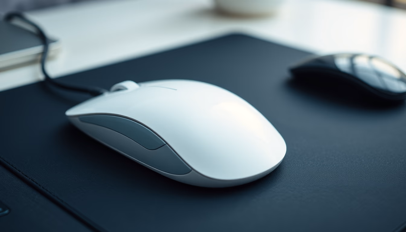 mousepad with mouse macro in editorial style