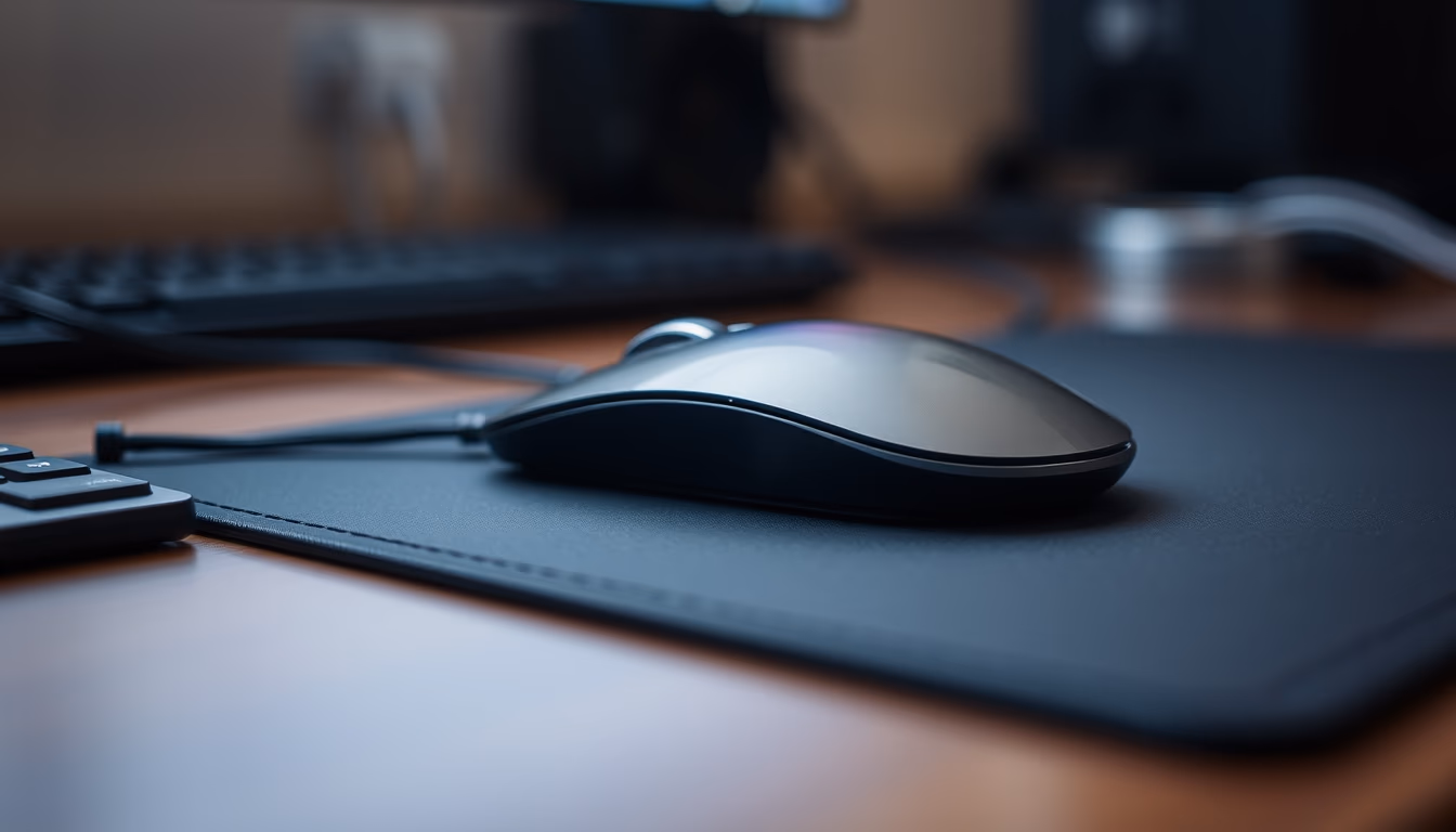 mousepad with mouse macro in editorial style