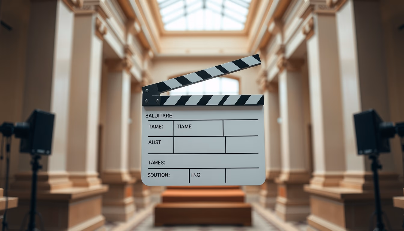 movie clapperboard on set in editorial style