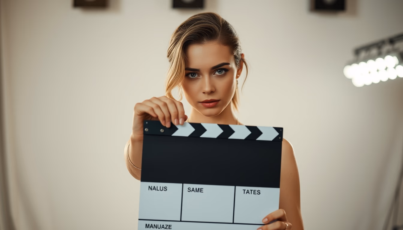 movie clapperboard on set in editorial style