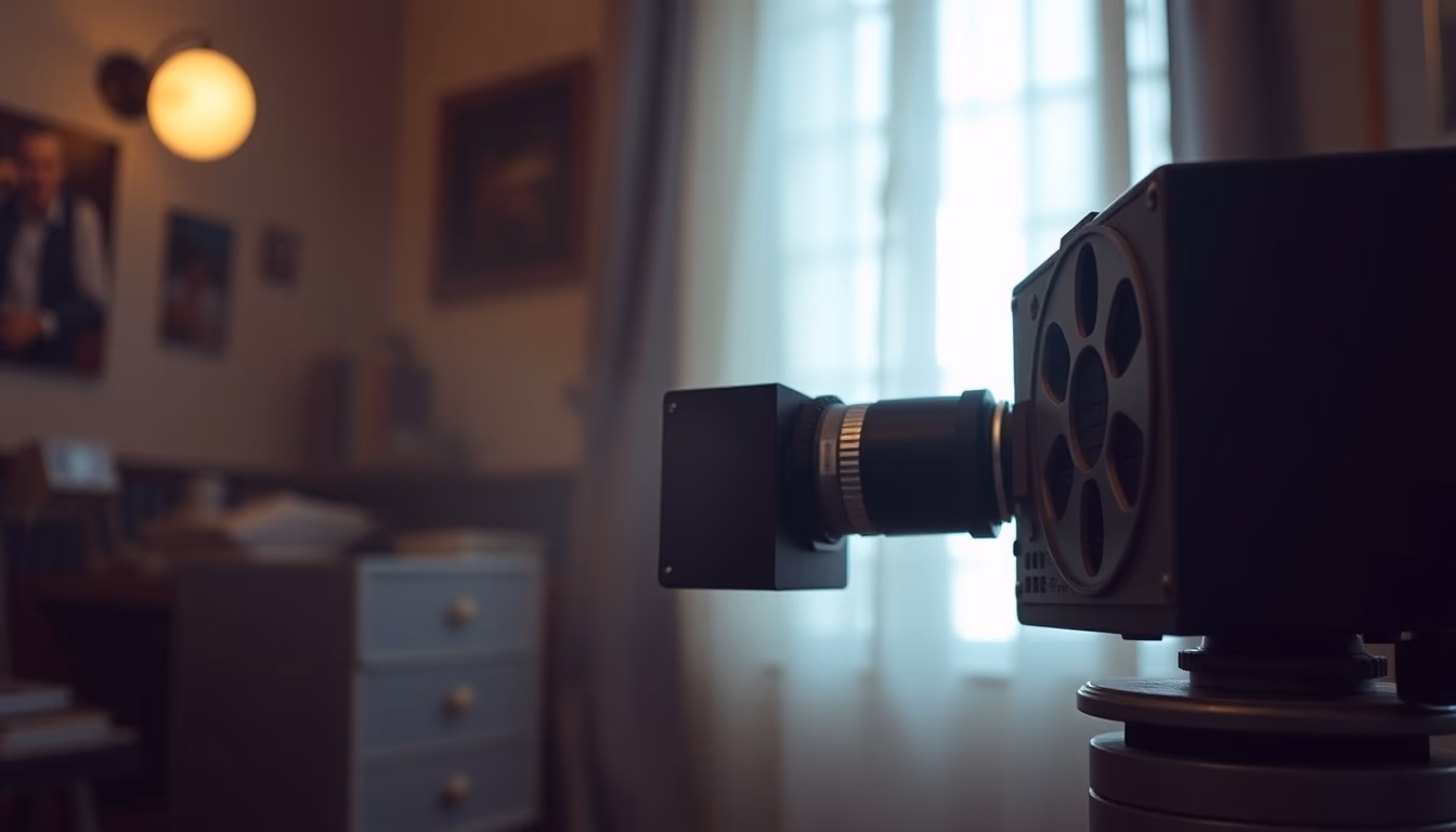 movie projector running 8mm in editorial style