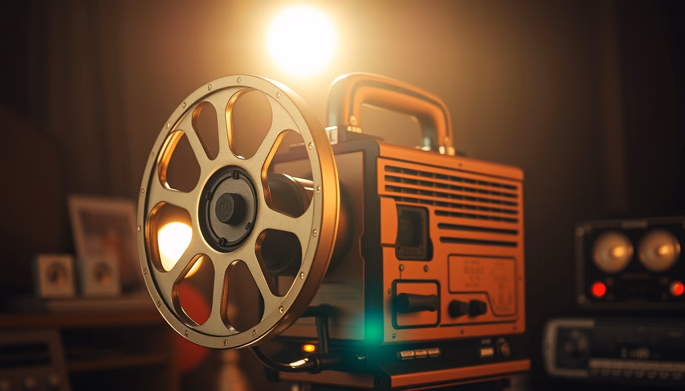 movie projector running 8mm in editorial style