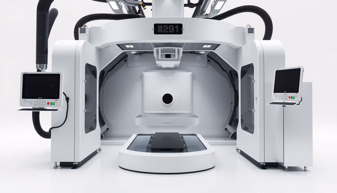 mri machine gantry in editorial style