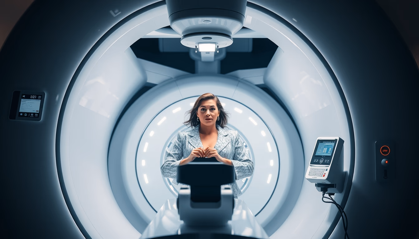 mri machine gantry in editorial style