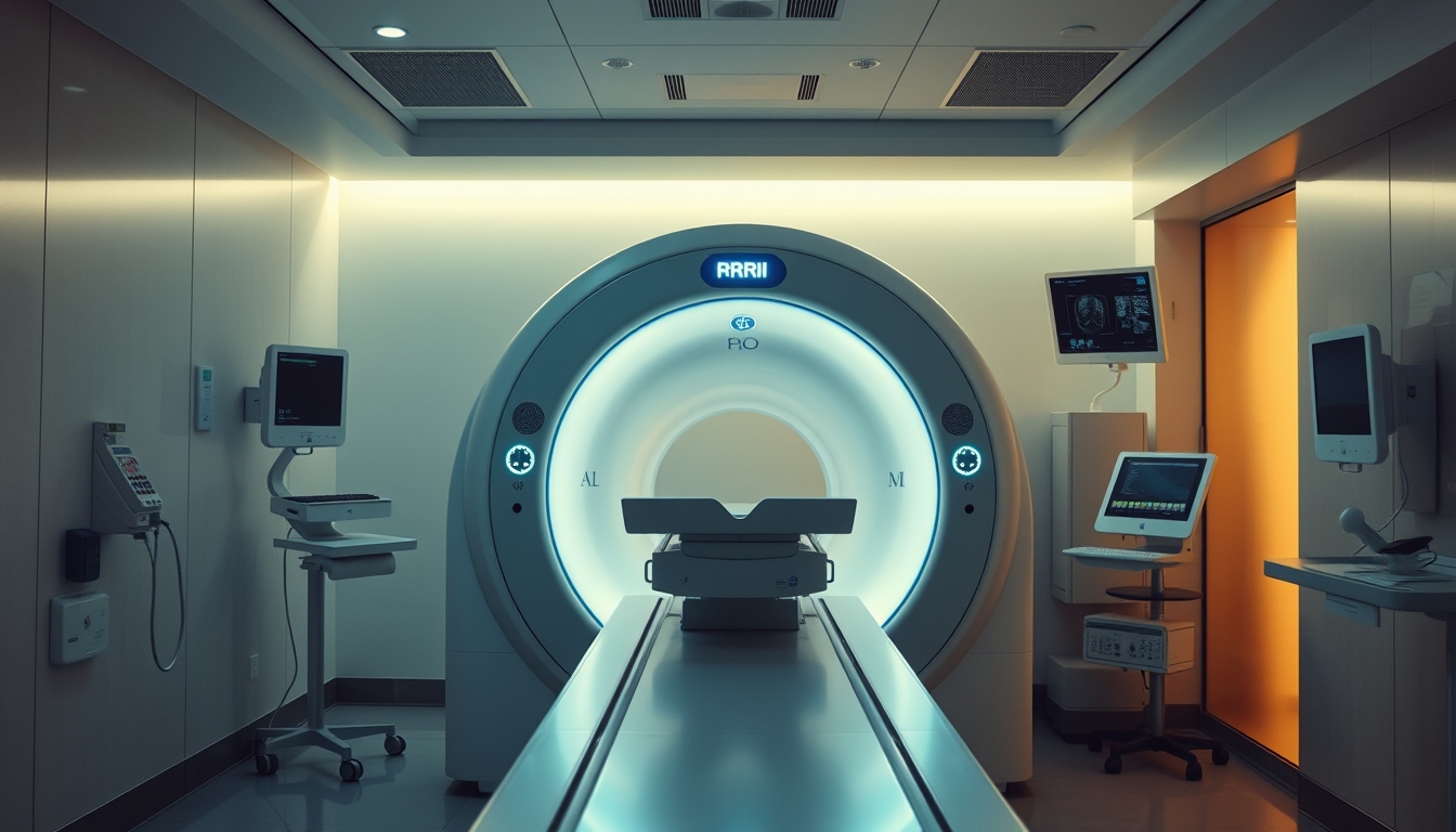 Máquina de ressonância magnética no departamento de radiologia em estilo editorial