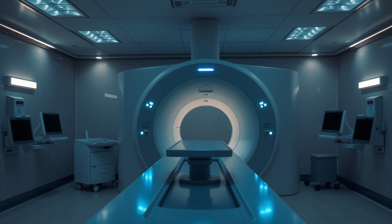Máquina de ressonância magnética no departamento de radiologia em estilo editorial