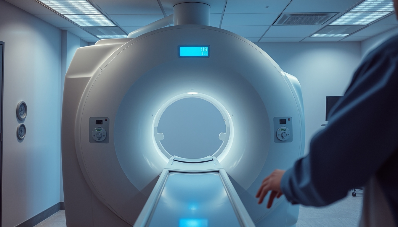 Máquina de ressonância magnética no departamento de radiologia em estilo editorial