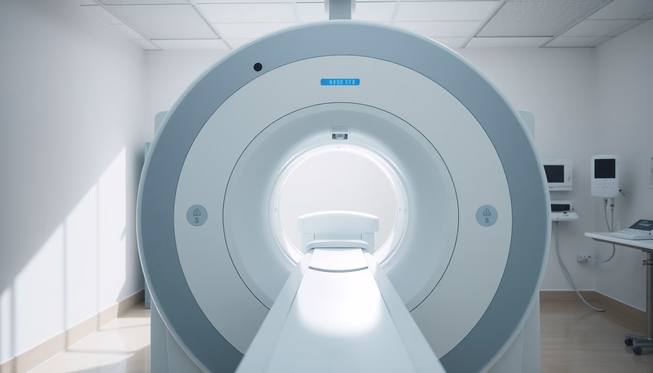 mri scanner machine in radiology department in editorial style