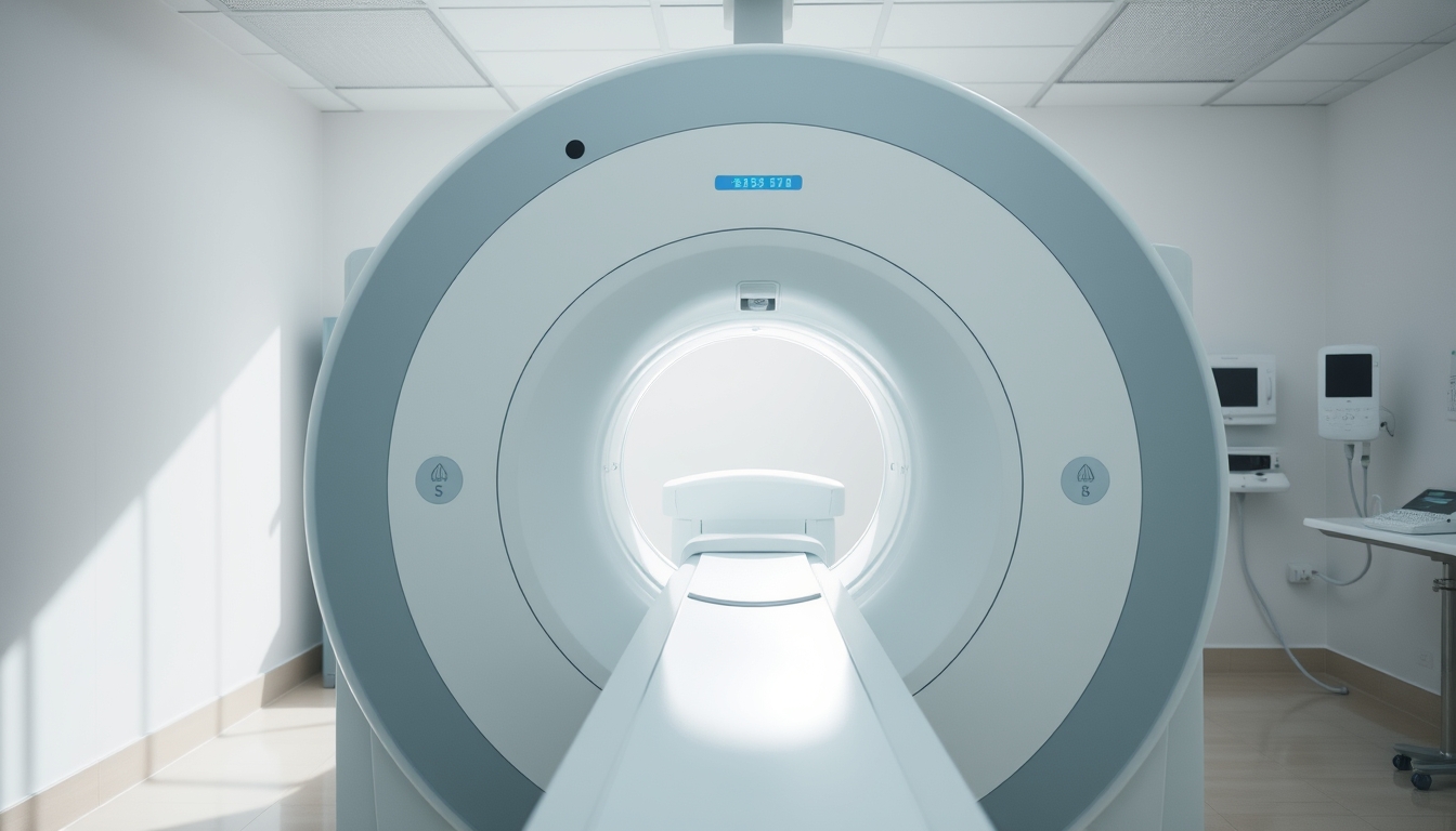 Máquina de ressonância magnética no departamento de radiologia em estilo editorial