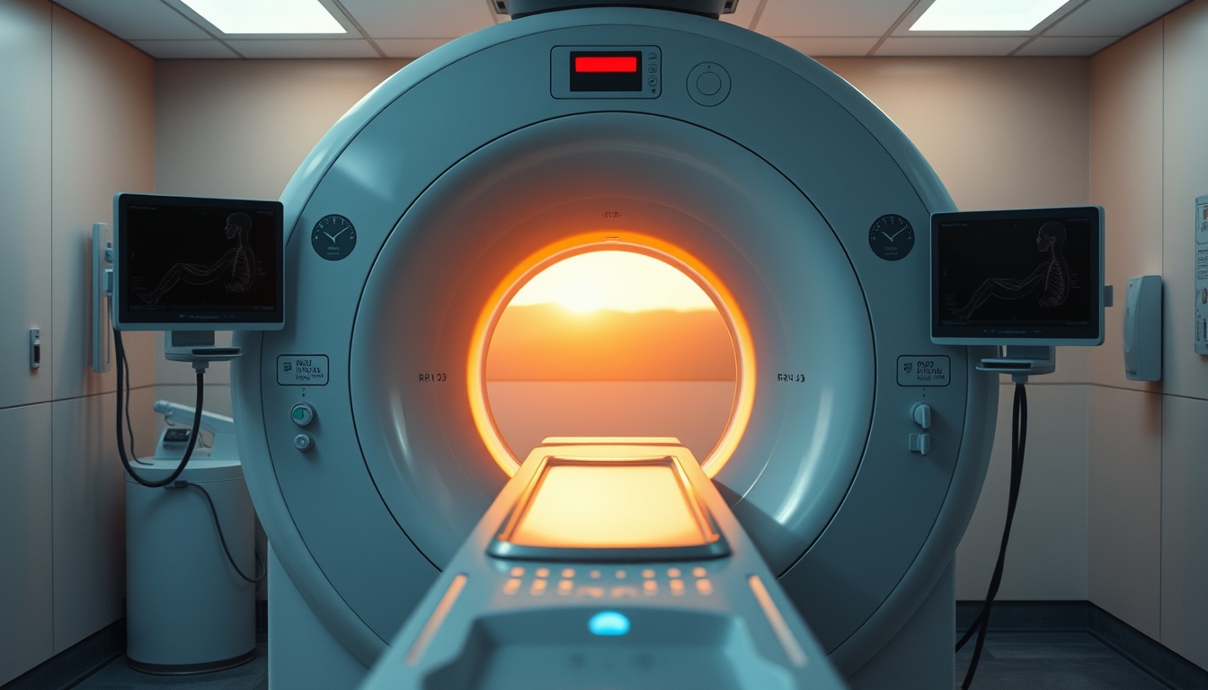Máquina de ressonância magnética no departamento de radiologia em estilo editorial