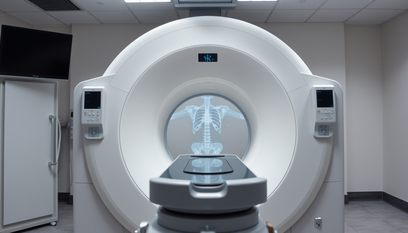 Máquina de ressonância magnética no departamento de radiologia em estilo editorial